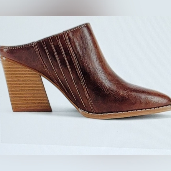 NIB BACKLESS CHUNKY MULES WESTERN WEDGE SIZE 6 - Picture 2 of 14